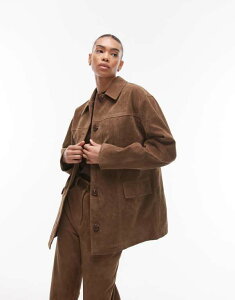 gbvVbv fB[X AE^[ WPbgEu] XG[h WPbg Topshop mid length high break faux suede jacket brown uE