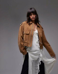 gbvVbv fB[X AE^[ WPbgEu] XG[h Nbvh WPbg Topshop cropped faux suede bomber jacket with snap details in camel camel L