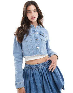 I[ fB[X AE^[ WPbgEu] Nbvh fj WPbg ONLY cropped denim jacket in light wash Light Blue Denim fj