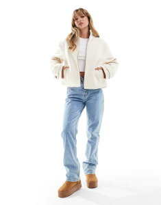 GC\X fB[X AE^[ WPbgEu] WPbg ASOS DESIGN funnel jacket in cream boucle Cream N[