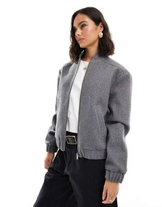 ~XZttbW fB[X AE^[ R[g WPbg Miss Selfridge brushed oversized bomber jacket CHARCOAL `R[