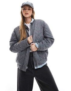 I[ fB[X AE^[ WPbgEu] LeBO WPbg ONLY quilted bomber jacket in washed Gray O[