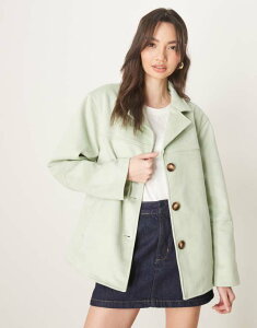 GC\X fB[X AE^[ WPbgEu] XG[h WPbg ASOS DESIGN suedette button front jacket in pastel Pastel Green O[