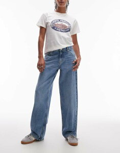 �g�b�v�V���b�v ���f�B�[�X �{�g���X �f�j���p���c ���[���C�Y �W�[���Y Topshop Cinch low rise relaxed jeans in bleach Bleach