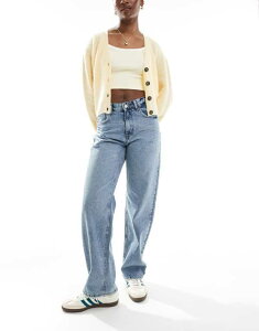 �I�����[ ���f�B�[�X �{�g���X �f�j���p���c �W�[���Y ONLY Ella mid rise straight fit jeans in mid Mid Gray Denim �O���[