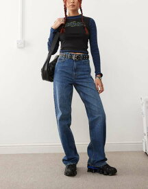 ドクターデニム レディース ボトムス デニムパンツ レギュラーフィット ストレート Dr Denim Echo regular fit straight leg in mid blue stone with spray Midwash blue ブルー