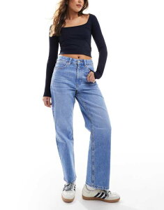 �G�C�\�X ���f�B�[�X �{�g���X �f�j���p���c �X�g���[�g �N���b�v�h �W�[���Y ASOS DESIGN cropped comfort stretch straight leg jeans in bright Bromo �u���[