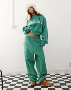 �R���[�W���� ���f�B�[�X �{�g���X �J�W���A���p���c �p���c �X�E�F�b�g�p���c COLLUSION oversized sweatpants with embroidery - part of a set GREEN �O���[��