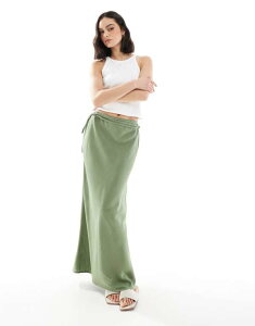 GC\X fB[X {gX XJ[g l }LV ASOS DESIGN linen blend bias maxi skirt khaki J[L