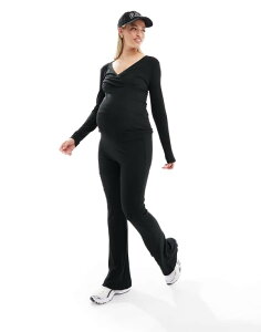 �}�}���C�V�A�X ���f�B�[�X �{�g���X �J�W���A���p���c �p���c �W���[�W�[ �}�^�j�e�B Mama.licious Mamalicious Maternity flared over the bump jersey pants - part of a set Black �u���b�N