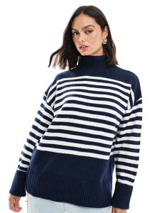 GC\X fB[X AE^[ jbgEZ[^[ nClbN Z[^[ jbg ASOS DESIGN knitted high neck sweater with turn back cuffs stripe Stripe XgCv