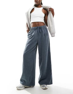 yz GC\X fB[X JWApc {gX ASOS DESIGN cord wide leg pull on pants in blue Blue