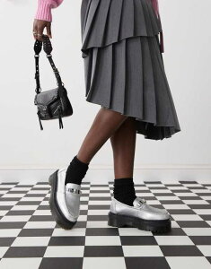 hN^[}[` fB[X V[Y Xb|E[t@[ SILVER Dr Martens Penton II quad loafers in silver