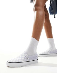 oY fB[X V[Y Xj[J[ y BLUE Vans Classic Slip-On checkerboard sneaker in light blue
