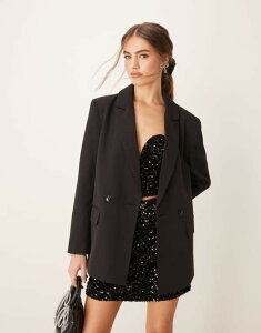 �~�X�Z���t�t���b�W ���f�B�[�X �A�E�^�[ �W���P�b�g�E�u���]�� �u���U�[ Miss Selfridge oversized blazer Black �u���b�N