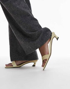 gbvVbv fB[X V[Y T_ q[ Topshop Inga square toe slip on mid heeled sandals in pale yellow Pale yellow CG[