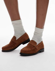 gbvVbv fB[X V[Y Xb|E[t@[ MU[ XG[h [t@[ Topshop Carey suede loafers with ruched detail in tan TAN ^