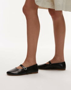�g�b�v�V���b�v ���f�B�[�X �V���[�Y �X�j�[�J�[ �M���U�[ ���U�[ Topshop Ash leather ruched ballet flat shoes with buckle Black �u���b�N