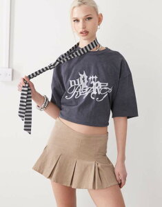 [e fB[X {gX XJ[g ~j Motel Sejuani cord box pleat mini skirt in sand Sand Th