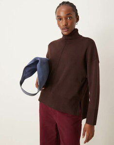 B fB[X AE^[ jbgEZ[^[ nClbN Z[^[ Vila high neck oversized sweater with seam detail in chocolate Coffee Bean R[q[