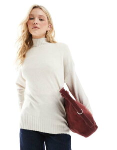 �I�����[ ���f�B�[�X �A�E�^�[ �j�b�g�E�Z�[�^�[ �n�C�l�b�N ���u �Z�[�^�[ ONLY high neck ribbed longline sweater in cream CREAM �N���[��