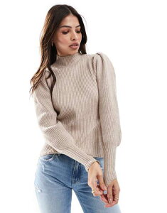 I[ fB[X AE^[ jbgEZ[^[ nClbN Z[^[ ONLY high neck puff sleeves sweater in light BEIGE x[W