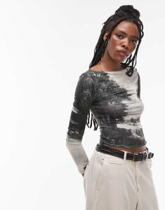 �g�b�v�V���b�v ���f�B�[�X �g�b�v�X T�V���c �O���t�B�b�N Topshop graphic licensed National Gallery John Constable's The Cornfield long sleeve top and Multi �}���`�J���[