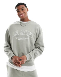 I[AhTY Y AE^[ p[J[EXEFbg N[lbN vg Z[^[ ONLY & SONS crew neck sweater with athletic print in sage - part of a set Shadow Z[W