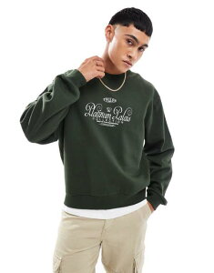 GC\X Y AE^[ p[J[EXEFbg Kombu green ASOS DESIGN boxy oversized sweatshirt with sweatshirt in green