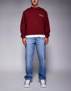 �G�C�\�X �����Y �{�g���X �f�j���p���c �W�[���Y ASOS DESIGN baggy jeans in mid wash Mid wash blue �u���[