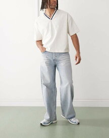 チープマンデー メンズ ボトムス デニムパンツ 軽量 Cheap Monday looser baggy jeans in light wash blue