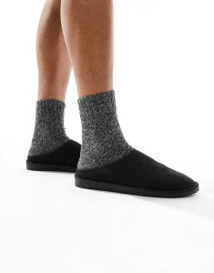 WbN Ah W[Y Y V[Y T_ XG[h Jack & Jones faux suede mule slipper Anthracite ubN