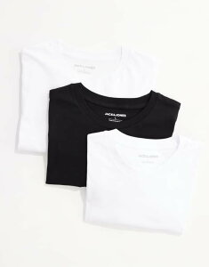 �W���b�N �A���h �W���[���Y �����Y �g�b�v�X T�V���c Jack & Jones oversize T-shirt 3 pack & White & Black �z���C�g
