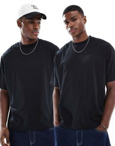 �G�C�\�X �����Y �g�b�v�X T�V���c ASOS DESIGN essential 2 pack oversized t-shirts Black �u���b�N
