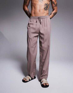 �T�E�X�r�[�` �����Y �{�g���X �J�W���A���p���c �p���c ���l�� South Beach linen blend beach pants in taupe - part of a set Taupe �g�[�v