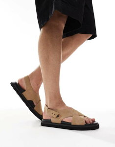 �G�C�\�X �����Y �V���[�Y �T���_�� ASOS DESIGN cross over sandals in stone Stone �X�g�[��