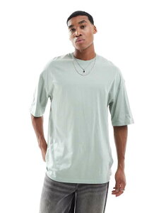 �W���b�N �A���h �W���[���Y �����Y �g�b�v�X T�V���c Jack & Jones super oversized t-shirt in light Iceberg green �O���[��