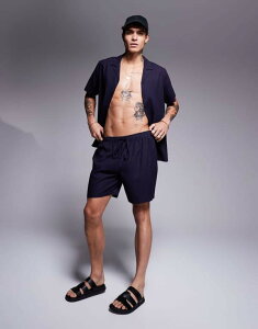TEXr[` Y {gX n[tpcEV[c V[gpc l South Beach beach linen look shorts - part of a set NAVY lCr[