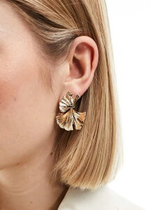 �G�C�\�X ���f�B�[�X �A�N�Z�T���[ �s�A�X�E�C�������O ASOS DESIGN drop earrings with textured leaf design tone Gold �S�[���h