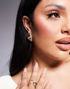 GC\X fB[X ANZT[ sAXECO ASOS DESIGN stud earrings with faux pearl rectangle design tone Gold S[h