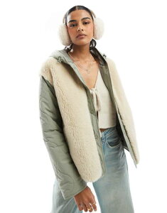 GC\X fB[X AE^[ WPbgEu] LeBO WPbg ASOS DESIGN hooded quilted borg jacket in sage TBC Z[W