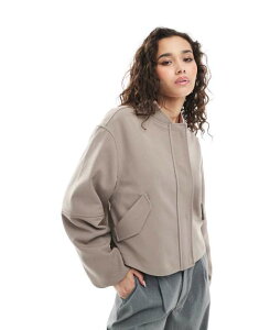 GC\X fB[X AE^[ WPbgEu] WPbg ASOS DESIGN tailored bomber jacket in mushroom Mushroom
