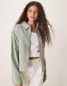 GC\X fB[X AE^[ WPbgEu] WPbg ASOS DESIGN twill top collar jacket in stripe Stripe XgCv