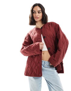 GC\X fB[X AE^[ WPbgEu] LeBO WPbg ASOS DESIGN dolphin hem collarless quilted jacket in dark Dark red bh