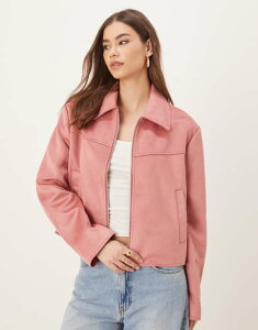 GC\X fB[X AE^[ WPbgEu] XG[h WPbg ASOS DESIGN faux suede top collar jacket in dusty rose Dusty Rose