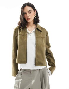 GC\X fB[X AE^[ WPbgEu] XG[h WPbg ASOS DESIGN faux suede top collar jacket in olive Olive I[u