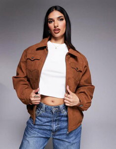 U N`[ Nu fB[X AE^[ WPbgEu] XG[h WPbg The Couture Club oversized faux suede western jacket in tan TAN ^