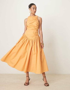 �G�C�\�X ���f�B�[�X �g�b�v�X �����s�[�X �}�L�V�����s�[�X �M���U�[ �X�J�[�g �}�L�V ASOS DESIGN structured ruched full skirt maxi dress in apricot Soft apricot �A�v���R�b�g