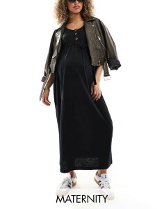 �}�}���C�V�A�X ���f�B�[�X �g�b�v�X �����s�[�X �}�^�j�e�B �}�L�V Mama.licious Mamalicious Maternity 2 function nursing button up maxi sundress Black �u���b�N