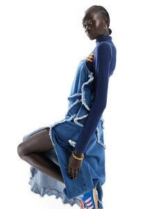 GC\X fB[X gbvX s[X }LVs[X fj }LV ASOS DESIGN denim bias maxi dress in mid Blue u[